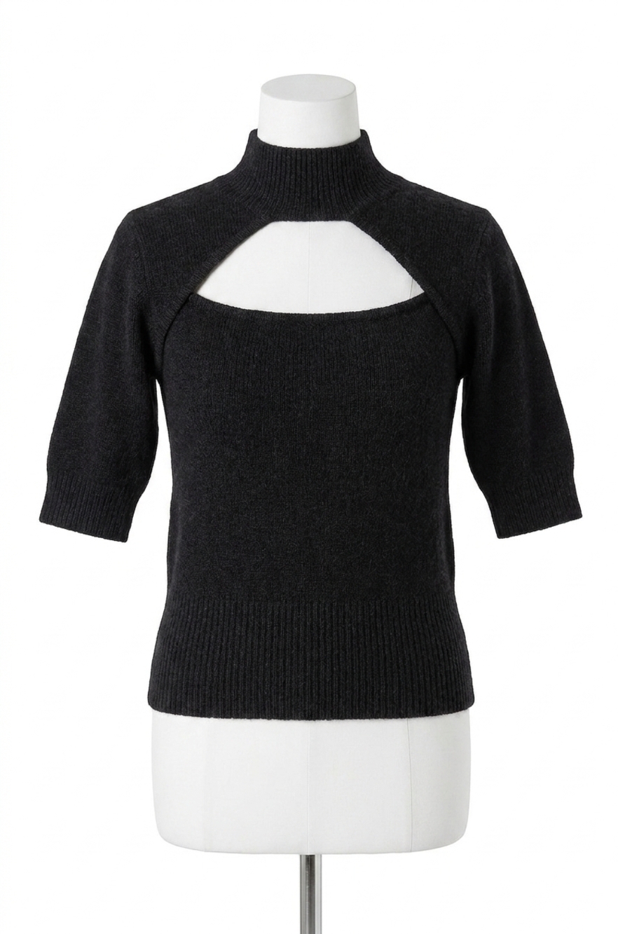 NEW FRAME cutout turtleneck sweater in charcoal heather